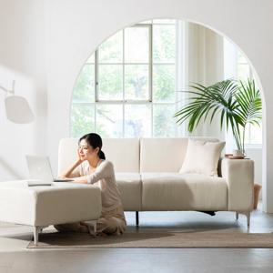 밀랑 레이 아쿠아텍스 패브릭 3인용 소파 + 스툴 세트