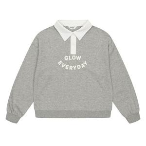 [에꼴리에]여아 레터링 포인트 배색 카라 티셔츠 23C1456_GY