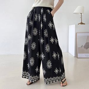 샵앤) 여성 휴양지 쿨링 에스닉 와이드 팬츠 NYS-WPT-4786-블랙