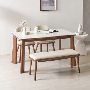 [데코라인] 모레나 원목 세라믹 4인 식탁세트(의자2+벤치의자1) (착불)