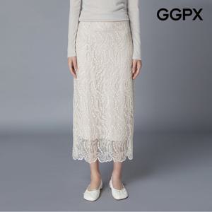 [GGPX] 로맨틱 패턴 레이스 이중 시스루 H라인 스커트 (GO8SK051F)