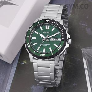 카시오 MTD-125D-3A 다이버룩 해양스포츠 딥그린 방수 남자 메탈 시계 c