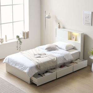 [착불배송]파로마 이즈 가일 LED 3서랍 빅수납침대 프레임 SS