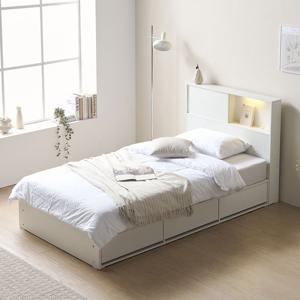 [착불배송]파로마 이즈 가일 LED 3서랍 빅수납침대+본넬매트 SS