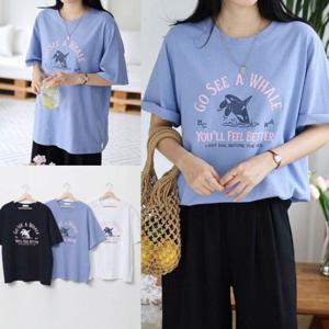 티셔츠 맨투맨 후드티 빅사이즈 점핑웨일밑트임티셔츠 506U695S