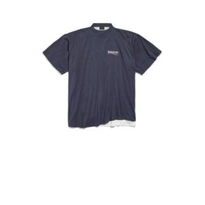 발렌시아가 반팔 티셔츠 835512 TSVU93903 MARINE BLUE WHIT RED