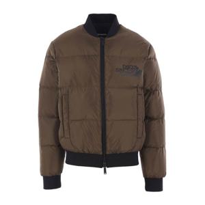 디스퀘어드2 카키 그린 나일론 로고 프린트 패딩 S74AM1612 S53