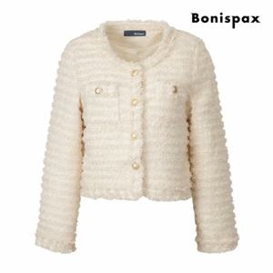 [보니스팍스] 텍스처 노카라 트위드 자켓 (XP9JK002M0)