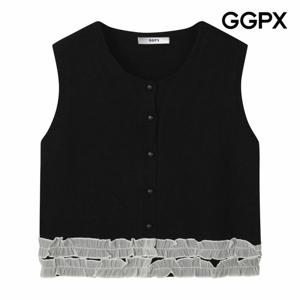 [GGPX] 밑단 더블 프릴 버튼 니트 베스트 (GP9VT012F)
