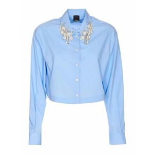 [PINKO] 라프리마 여성 셔츠 라이트 Blue Caffelatte 105620A2EUE82 /8