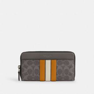 코치 아코디언 월렛 시그니처 캔버스 바시티 스트라이프 CCG34-QBGRM 그레이 멀티