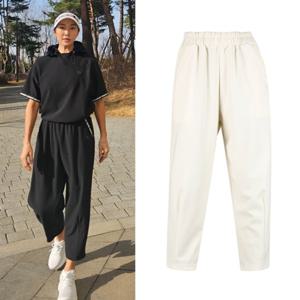 럭스골프 여성 레터링 포켓 입체 밑단 8부 밴딩 팬츠 TO25S212W