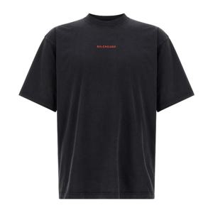 발렌시아가 로고 자수 크루넥 코튼 티셔츠 764235TTVJ1 8483