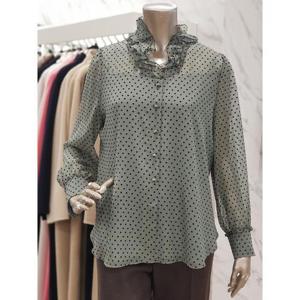 미니멈 세이브존01 도트무늬 프릴넥 블라우스 MXDAWB1180