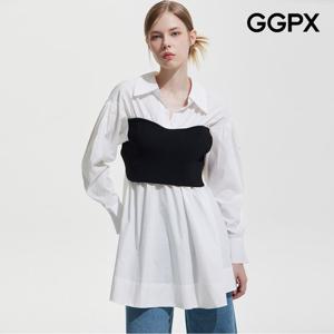 [GGPX] 배색 포인트 니트 플레어 블라우스 (GP9SH025F)