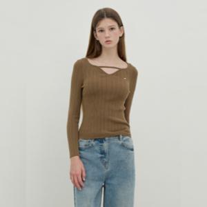 [올리브데올리브]하트넥 골지 풀오버 (OK5AP825-GB)