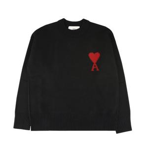 25FW 아미 UKS838 018 009 울 드 꾀흐 크루넥 스웨터 헤더 블랙 레드