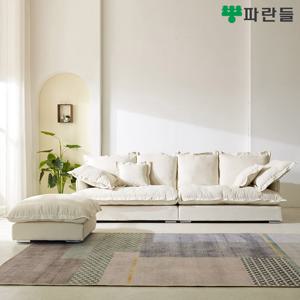 파란들가구 구스캐시 소프트 패브릭 4인용소파 스툴세트 패브릭쇼파