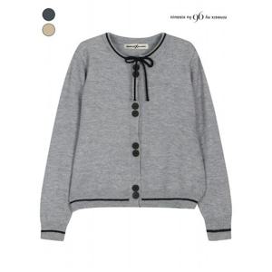 [나인식스뉴욕]넥 리본 버튼 라인 니트 가디건 (NO8KG023M0)