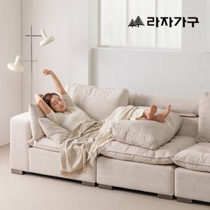 라자가구 엘루아 구스 조야 패브릭 기능성 쿠션 푹신한 소파 4인용