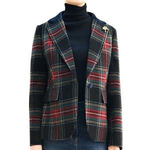 [비꼴리끄(여성)]울 체크 원버튼 자켓 B244WJ2190