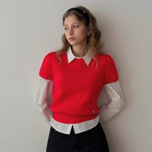 [트위]씨어 캡소매 반팔 니트 TNIDFKT018