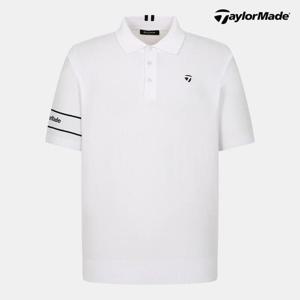 테일러메이드 25FW 남성 소매 로고 카라 반팔 니트 (TMSYO3121-101)
