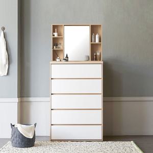 마리메종 글로시 830 5단 서랍장+수납거울 화장대_착불