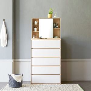 마리메종 글로시 830 5단 서랍장+슬라이딩 수납거울 화장대_착불