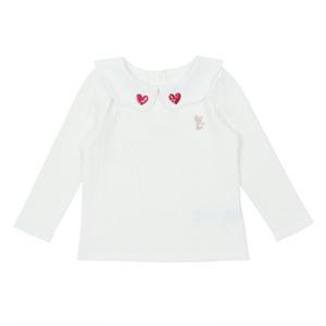 [프렌치캣(백)]화이트 골지 배색 티셔츠 (Q44DST010)