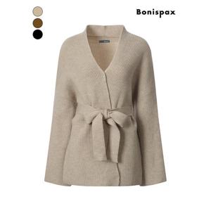 [보니스팍스]소프트 V넥 벨티드 랩 니트 (XP9KG010M0)