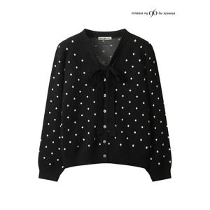 [나인식스뉴욕]리본넥 도트 버튼 니트 가디건 (NP9KG009M0)