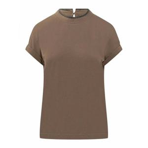 [BRUNELLO CUCINELLI] 라프리마 여성 티셔츠 스트레치 코튼 저지 M0T18BD200C8705 Brown /8