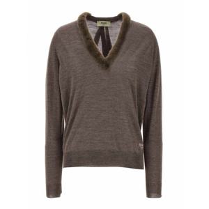 [FENDI] 라프리마 여성 V necks 울 앤 실크 브이넥 점퍼 FZXC82ATPEF1QYK Taupe /8