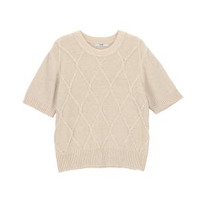 [뷰어]여성 다이아패턴 반팔 니트 ZNKPO406_BE