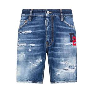 디스퀘어드2 로고 아플리케 디스트레스드 데님 쇼츠 S74MU0819S30309