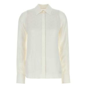 25 FW 페라가모 마스카포네 실크 모노그램 프린트 셔츠 13G779C781825