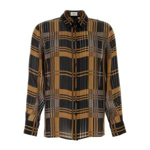 생로랑 자수 체크 실크 셔츠 813932Y1L28 1049