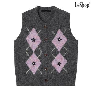 [르샵]아가일 패턴 버튼 니트 베스트 (DP4VW005A)