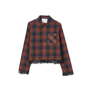 25 FW 31필립림 플레이드 패턴 레이스 트리밍 크롭 셔츠 F25121735CNP TP444181109