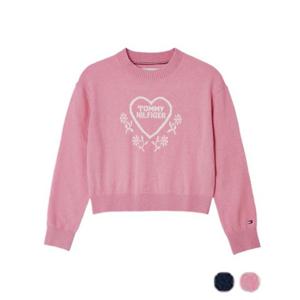 [타미힐피거칠드런2] 하트 자카드 스웨터 T42F7WWO650GT1 3T 16세