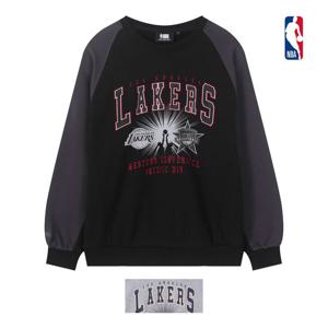 [엔비에이]남녀공용 TIP-OFF 라글란 컬러블록 약기모 오버핏 맨투맨 N254TS043P