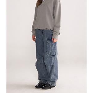 [지프]남여공용 와이드핏 카고 데님팬츠 (JP5DPU102)