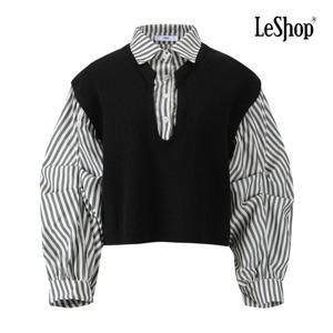 [르샵] 니트 배색 스트라이프 셔츠 (BPABL006A)