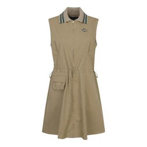 파리게이츠골프스커트 NQC 521C3JO259_BG 여성 니트 카라 슬리브리스 원피스