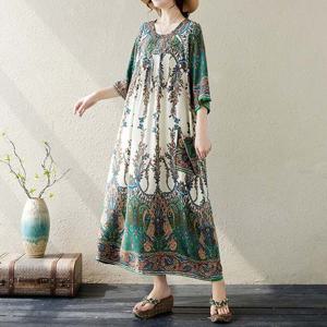 F007273_에스닉패턴 맥시롱 여름원피스