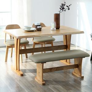 베스트리빙 오츠카 1350 우드슬랩 고무나무 4인 식탁세트/벤치형