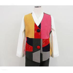 메밀꽃 피는날 여성 색동 누빔 조끼 생활 한복