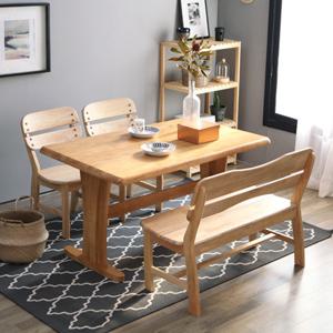 베스트리빙 오츠카 다빈치 1350 우드슬랩 고무나무 4인 식탁세트/벤치형