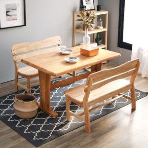 베스트리빙 오츠카 다빈치 1350 우드슬랩 고무나무 4인 식탁세트/벤치 2개